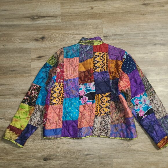 Vtg ArteZen size M Snap Jacket Top Lightweight 100% Silk Quilted Reversible - Picture 3 of 6